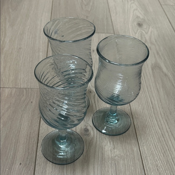 handmade Other - Blue Swirl handmade Glass Wine Goblets - Set of 3